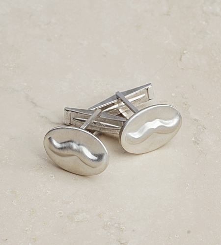 eco friendly Mustache Cufflinks in Silver, Reclaimed Sterling Silver