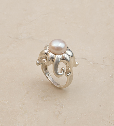 eco friendly Octopus Ring with Freshwater Pearl, Freshwater Pearl, Reclaimed Sterling Silver