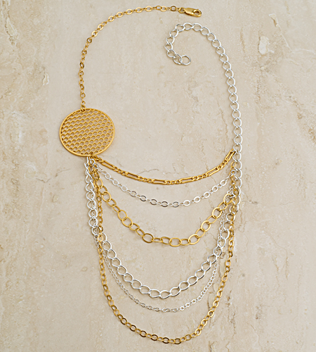 eco friendly Honeycomb Multi-Chain, Reclaimed Sterling Silver  Gold Vermeil