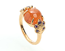 Spessertite Garnet Leaf Ring Jewelry