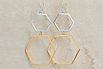 Honeycomb Earrings, Reclaimed Sterling Silver  Gold Vermeil Julia Failey jewlery