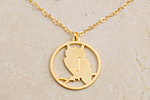 Julia Failey Eco Friendly Owl Pendant, Reclaimed Sterling Silver, Gold Vermeil jewlery