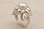  Octopus Ring with Freshwater Pearl, Freshwater Pearl, Reclaimed Sterling Silver Julia Failey jewlery