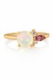 Faceted Opal Diamond Tourmaline Ring