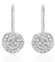 Wavy Diamond Disc White Gold Earrings